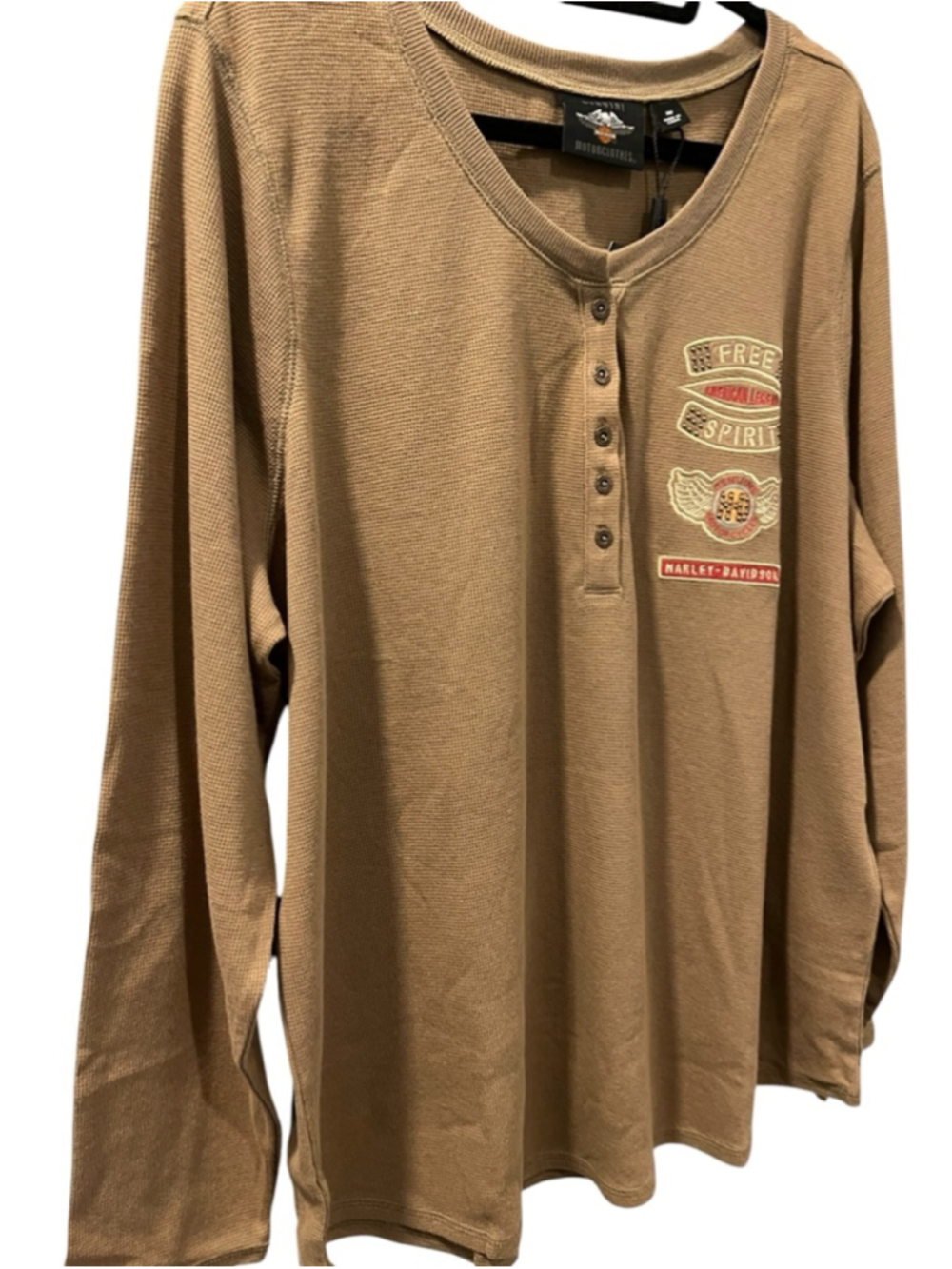 Harley Davidson NWT Free Spirit Waffle Knit Thermal Shirt Size 2XL Embroidered - Picture 5 of 7